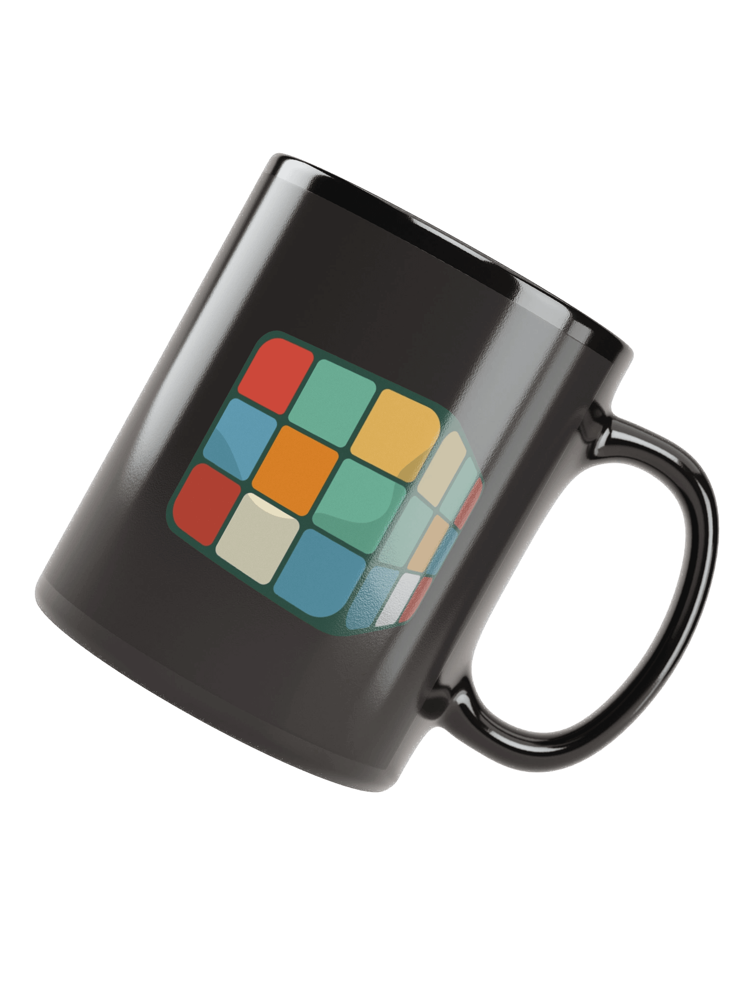 70s Rubiks Cube Black Coffee Mug - Double Sided Print product image (7)