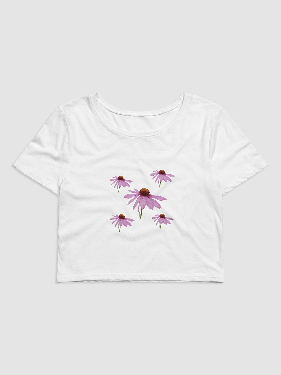 Pink Cone Flower Cropped Ladies T Shirt product image (1)