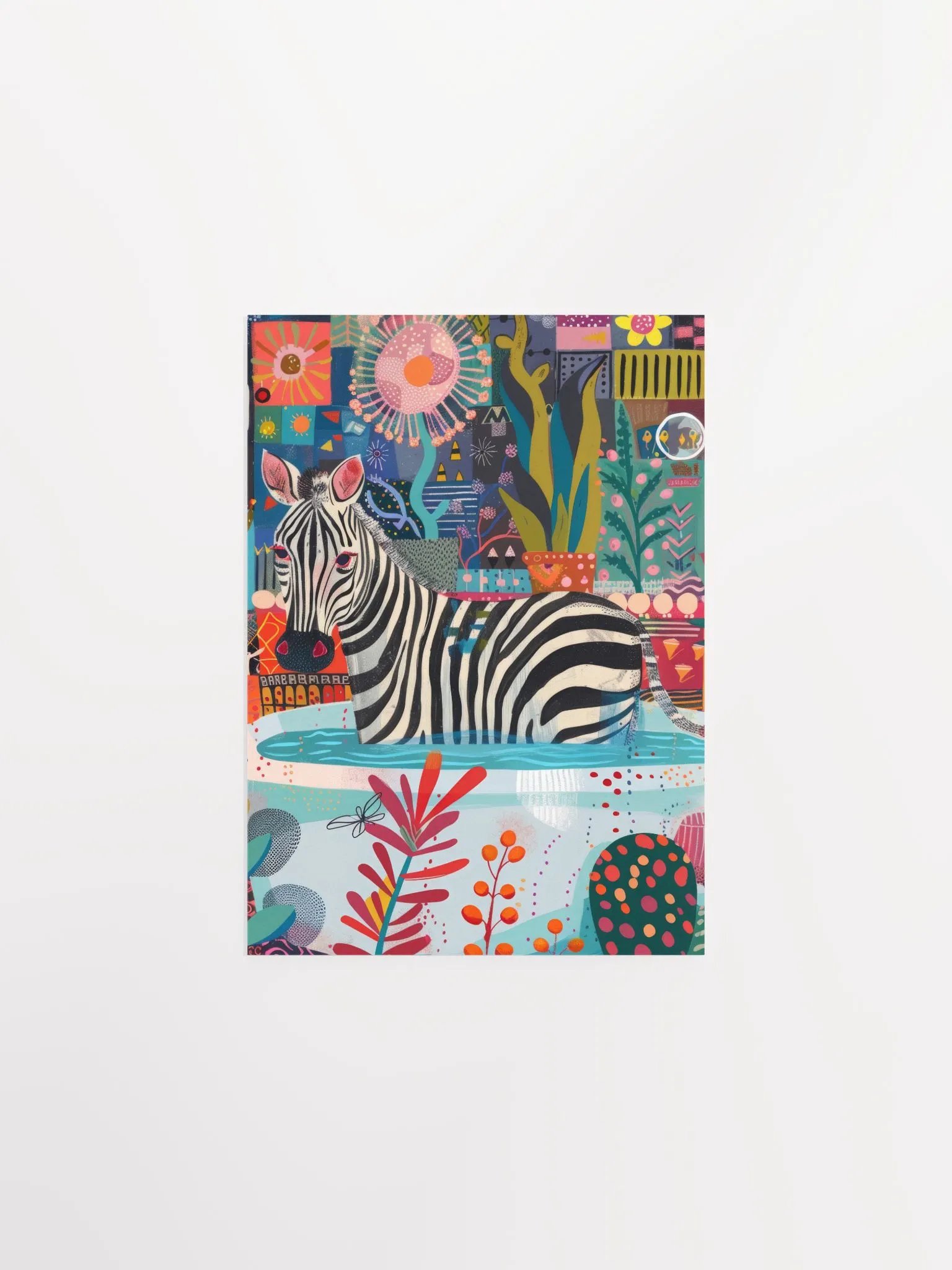 Zebra in Bathtub Maximalist Bathroom Art Print product image (12)