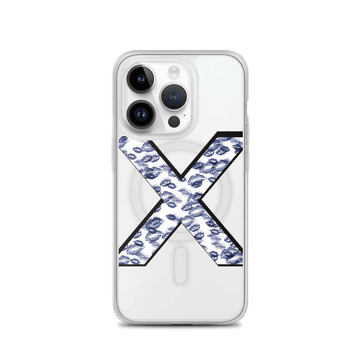 White X Dark Blue Lipstick Kisses Phone Case product image (2)