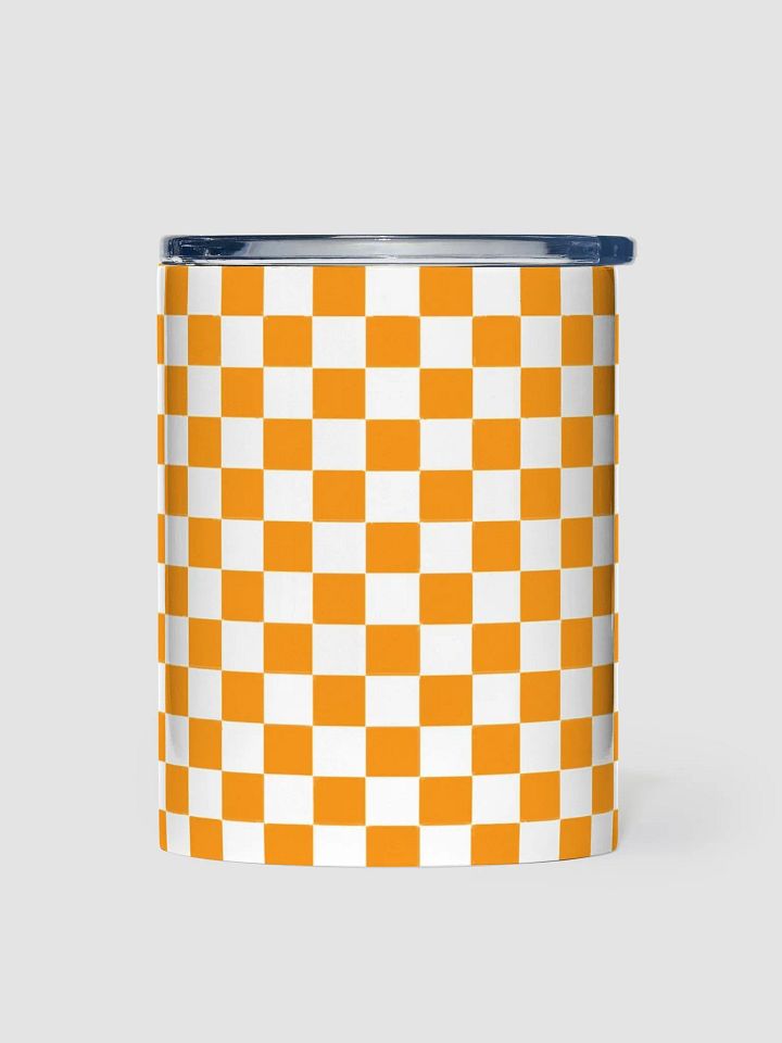 Checkered! Orange and White Checkers 10 oz Stainless Steel Tumbler product image (1)