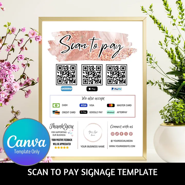 Roseanne - Scan To Pay QR Code Sign Template product image (1)