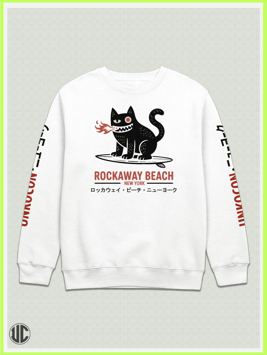UnkoCon – Rockaway Beach NY Surfer Crew Neck Sweatshirt product image (1)
