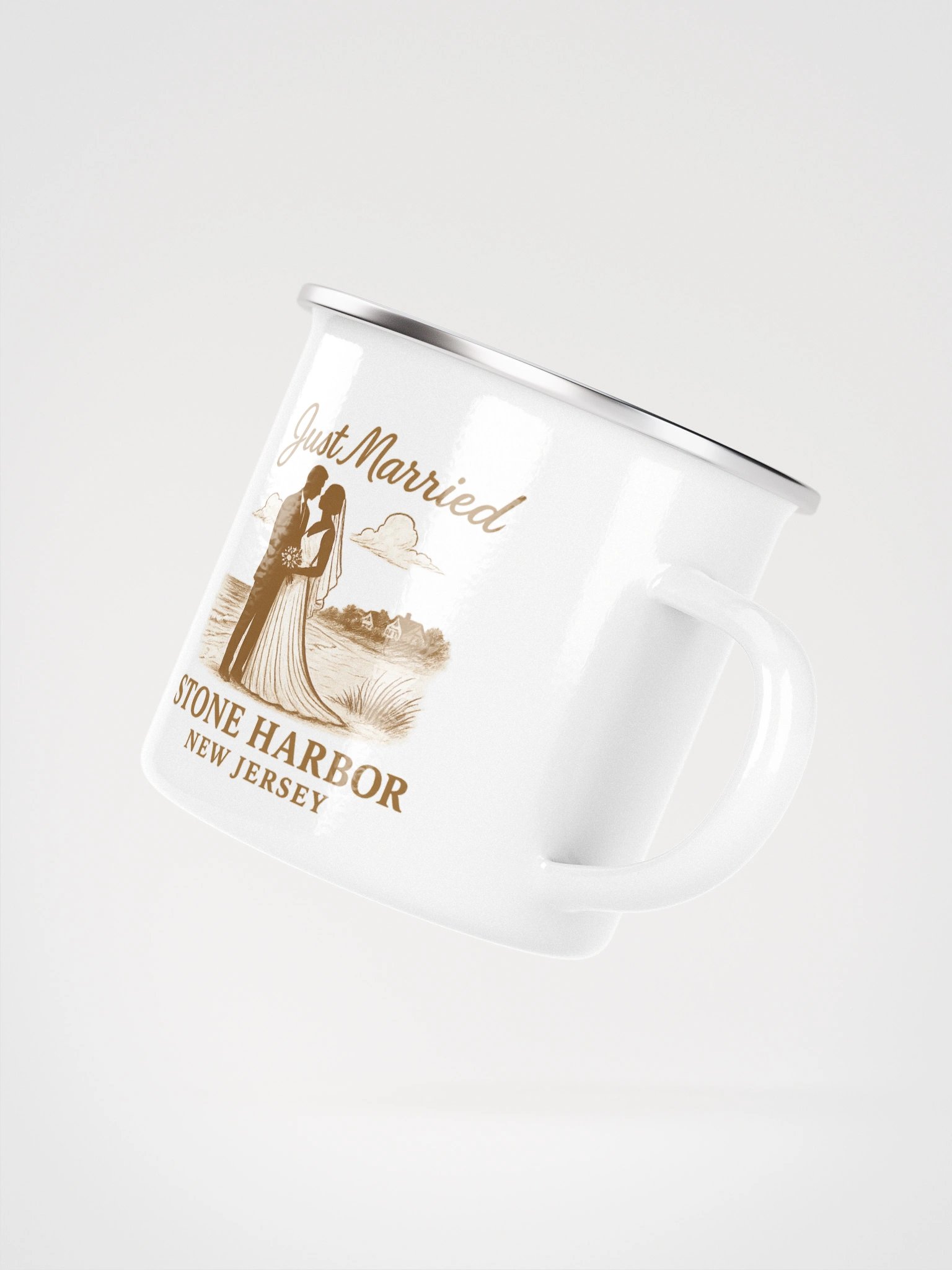 Stone Harbor NJ "Just Married" Enamel Wedding Mug product image (3)