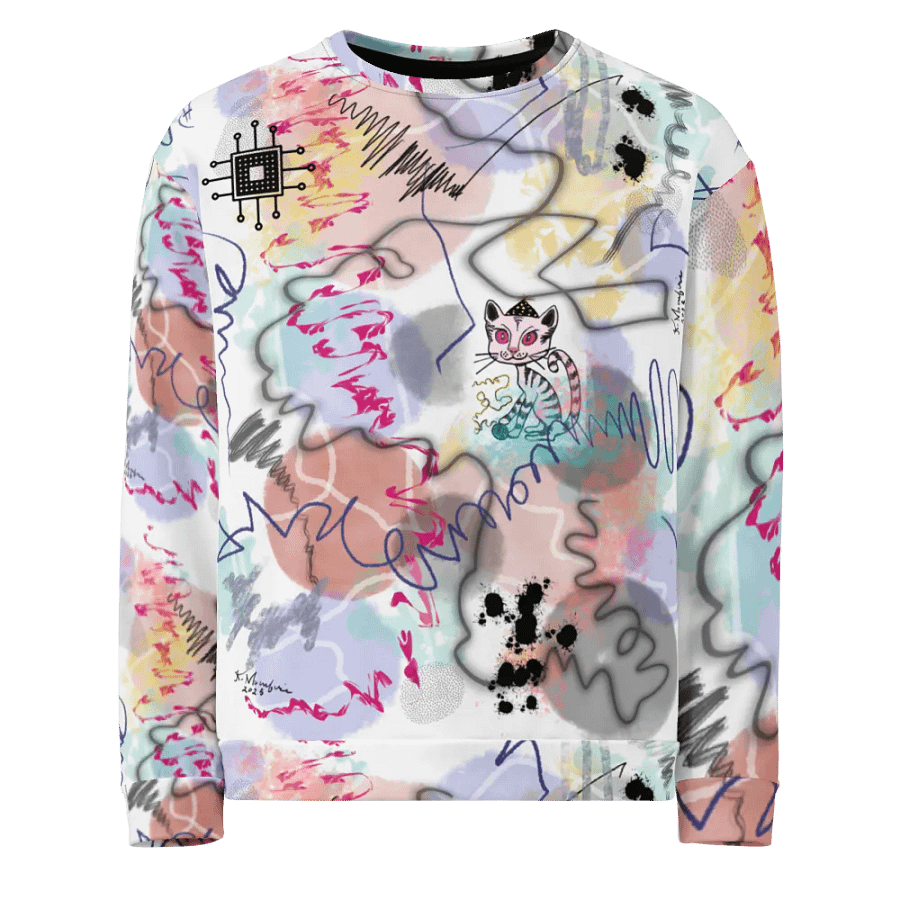 ScribbleWear #8 Unisex Art Sweatshirt/PinkCat product image (1)