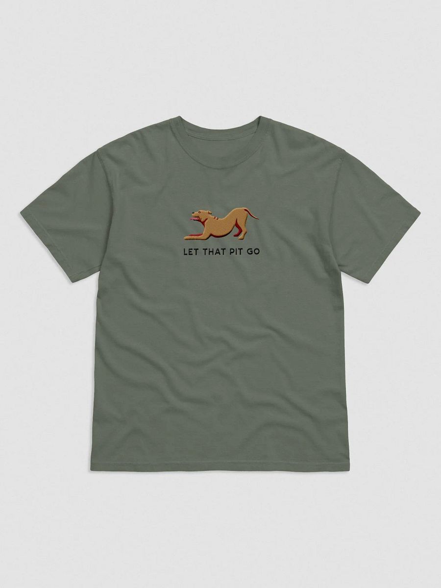 Let That Pit Go T-Shirt(Embroidered) of a Pitbull Terrier(Red) product image (4)