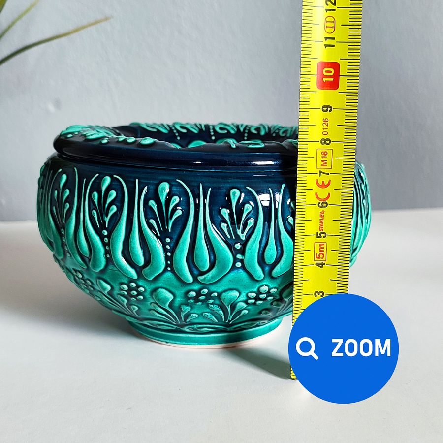 Ceramic ashtray, turquoise/green/emerald — handmade pottery product image (9)