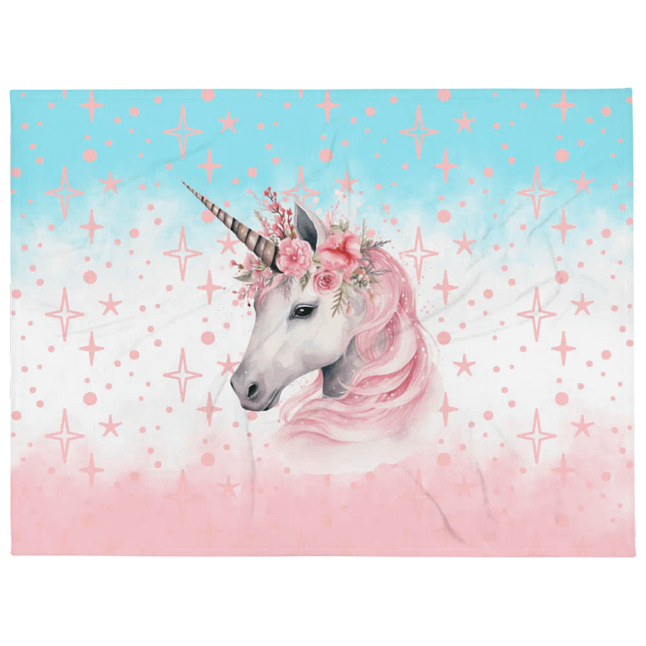 Enchanted Pink Floral Unicorn Throw Blanket product image (1)