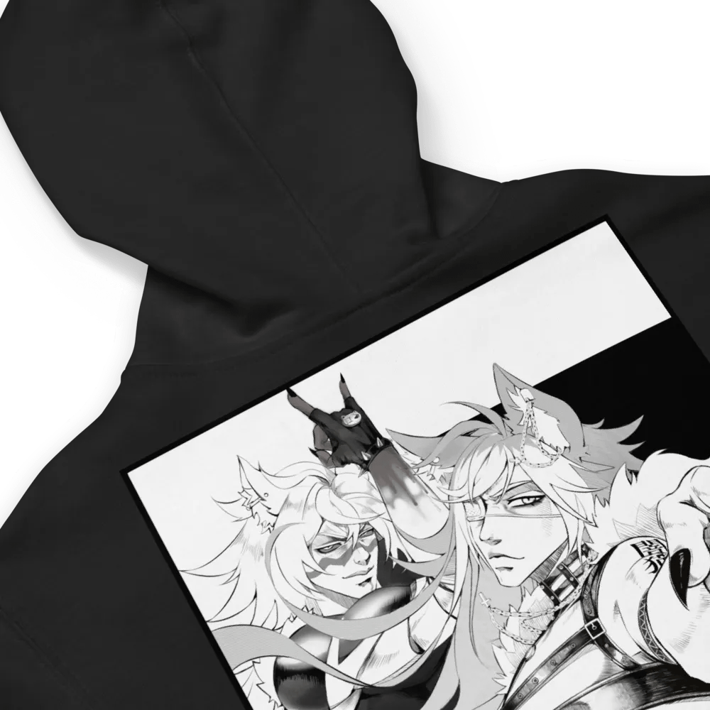 Embroidered Kitty's Adventure Zip-Up Hoodie - black and white product image (2)