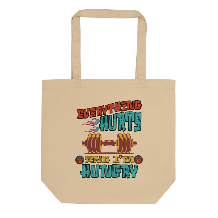 Everything Hurts And Im Hungry Weightlifting Flaming Workout Tote Bag product image (1)