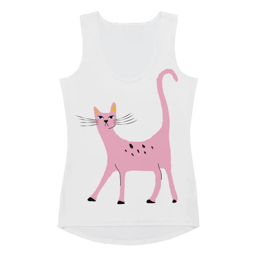 Stylish Pink Cat Tank Top product image (9)