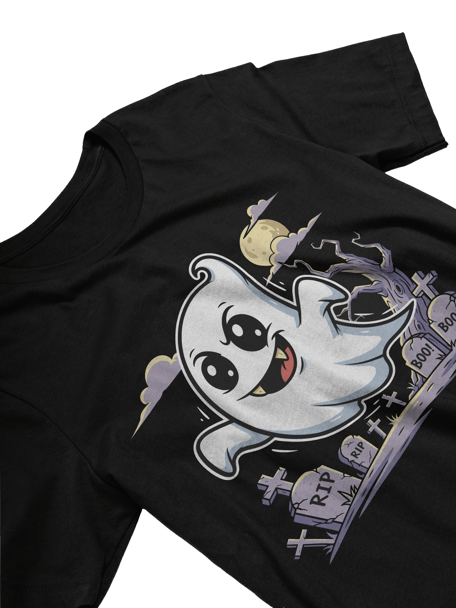 Cute Ghost T-Shirt | Halloween Spooky Ghost Graveyard Tee product image (3)