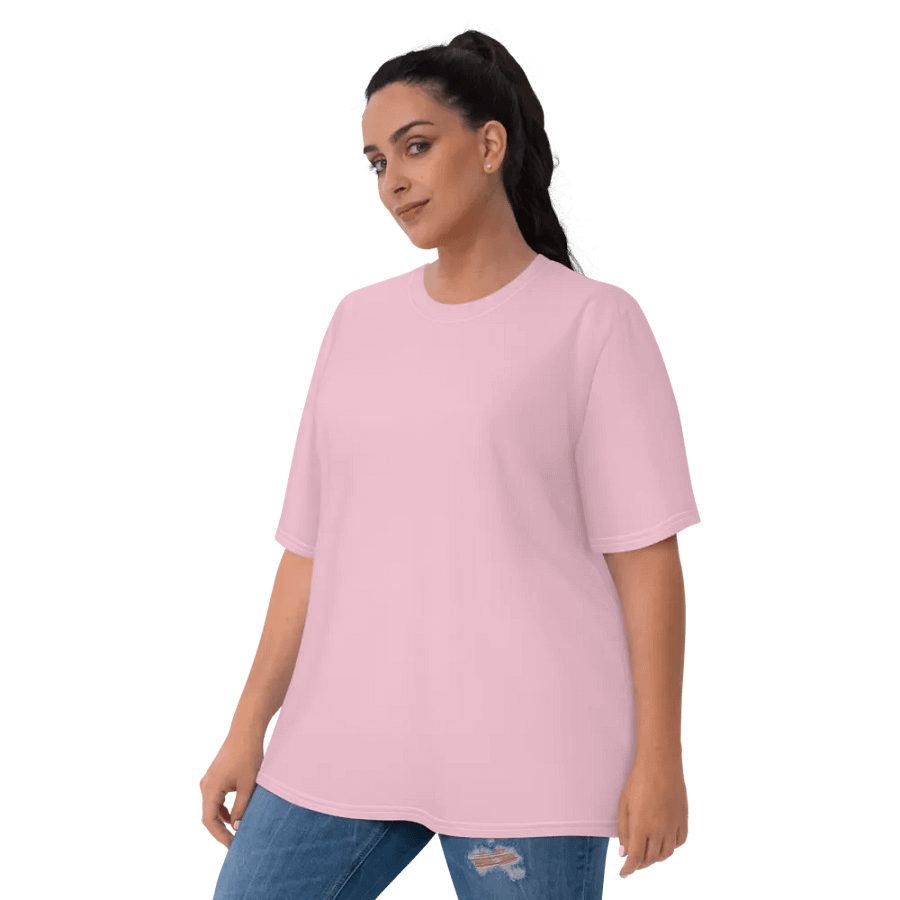 Plain Light Pink Soft Summer Women's Crewneck Polyester Heavyweight Premium T-Shirt by Treasure Pie product image (5)