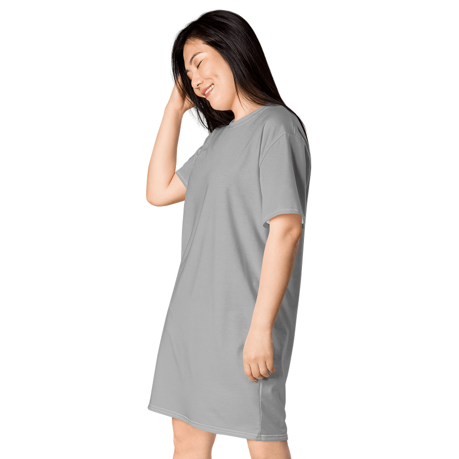 Silver Oversized T-Shirt Dress | Stretchy Fabric | Casual or Formal Style | Sizes 2XS-6XL | Exclusive Design product image (3)
