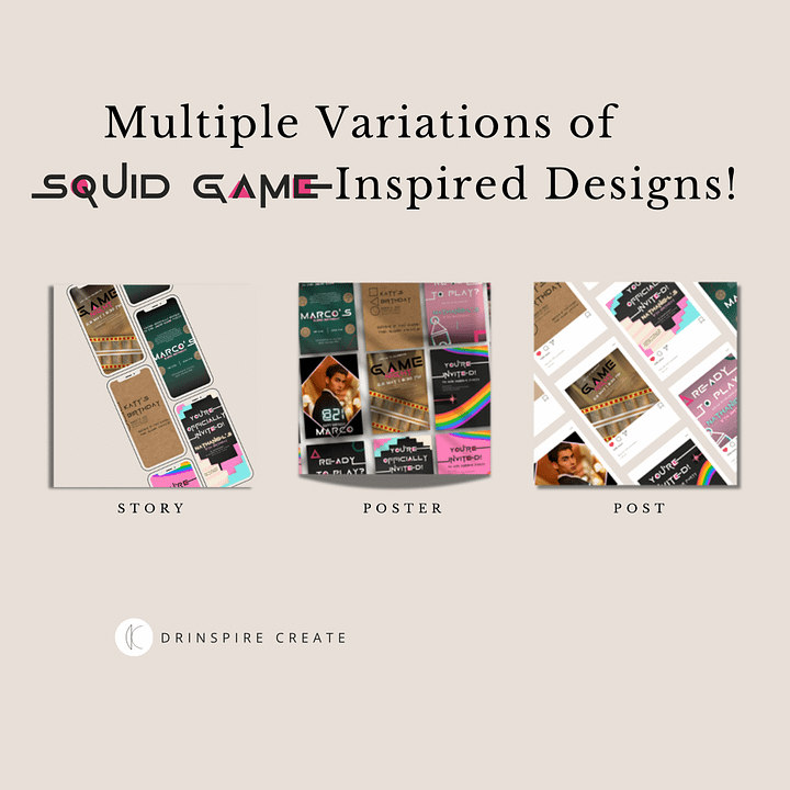 SAVE 20%! Squid Game-Inspired Party Games Template Pack: 30+ Editable Designs for Social Media & Posters product image (2)