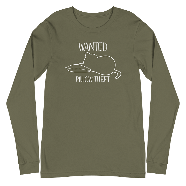 Wanted Unisex Long Sleeve Tee, Pillow Theft, White Print product image (2)
