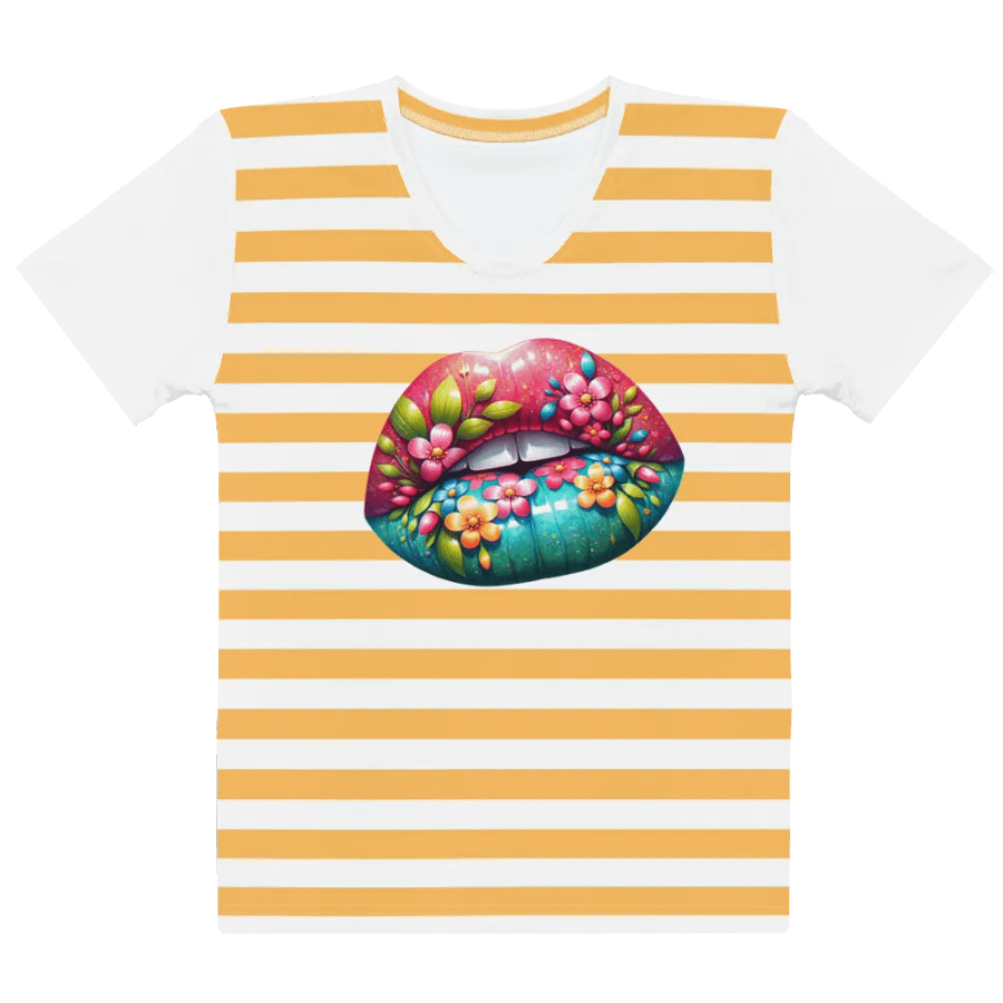 Blooming Lips Orange Stripped Tee product image (2)
