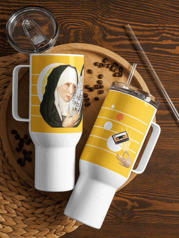 Mater Dolorosa meets Roland TB 303 by Frank Fonik Techno EDM Travel Mug with Handle product image (3)
