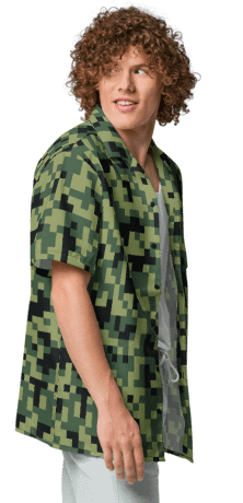 Military Green Camouflage Pixels Camo Pattern Hawaiian Shirt product image (2)