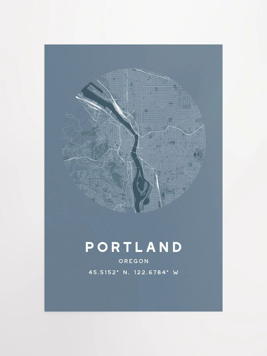 Portland Street Map Poster – Blue Minimalist Circular City Art product image (4)
