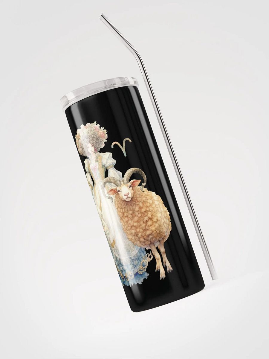 Aries Woman Illustrated Zodiac Stainless Steel Tumbler - Sip in Celestial Style! ♈ product image (3)