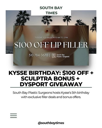 South Bay Plastic Surgeons @southbayplasticsurgeons invites guests on July 29 from 10 AM to 2 PM to celebrate @restylaneusa K...