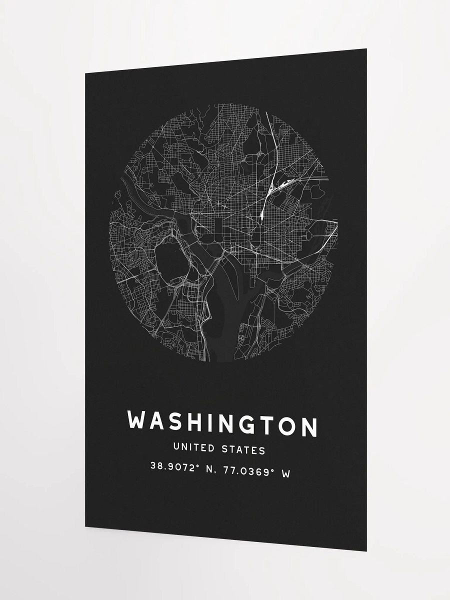 Washington Street Map Poster – Black Minimalist Circular City Art product image (6)