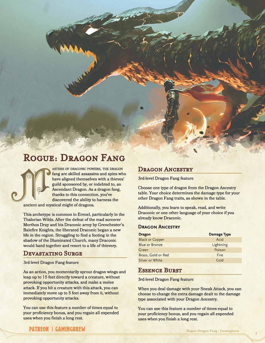 Dragon Fang | 5E Rogue Subclass product image (2)