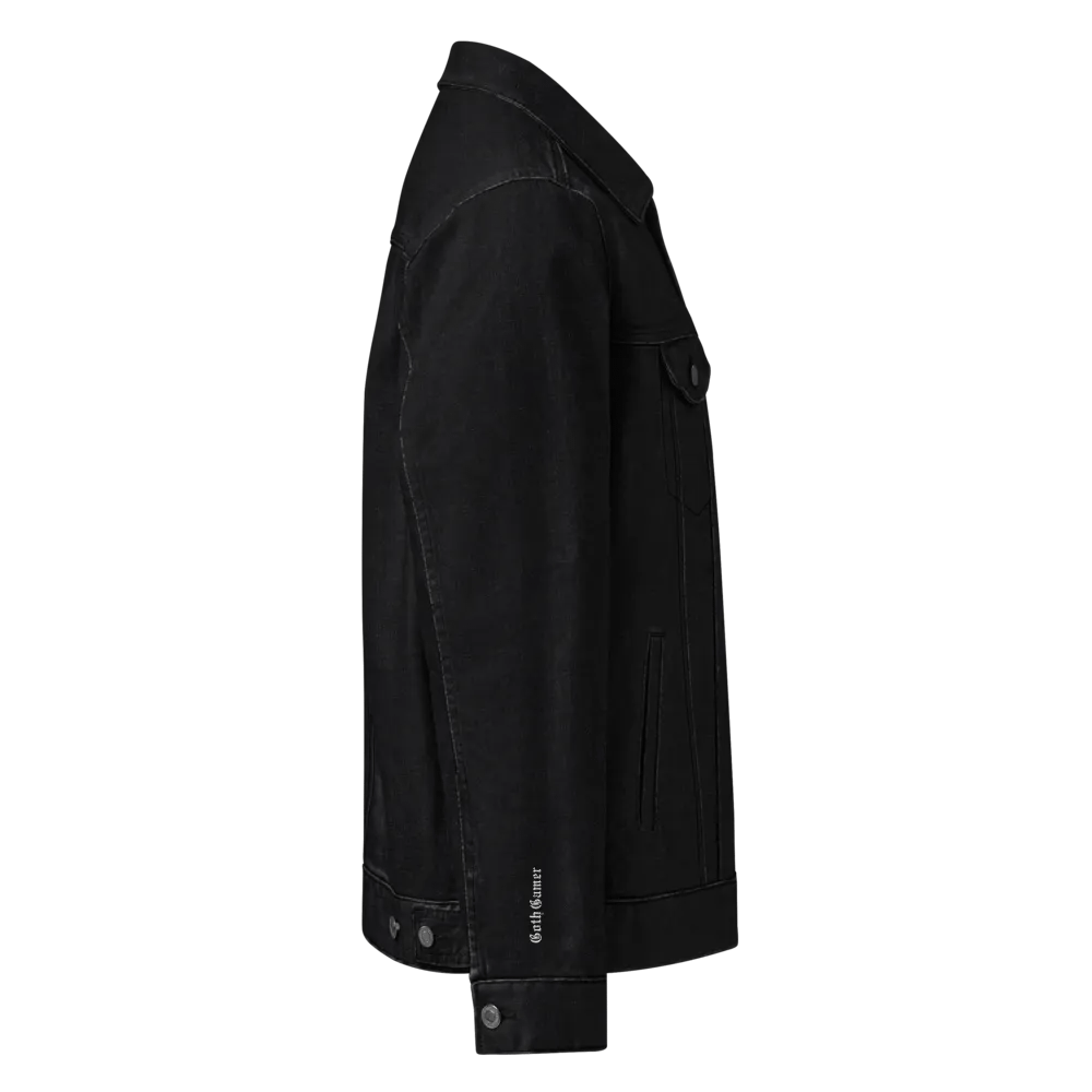 Goth Gamer Black Denim Jacket with Crow & Controller Embroidery product image (6)