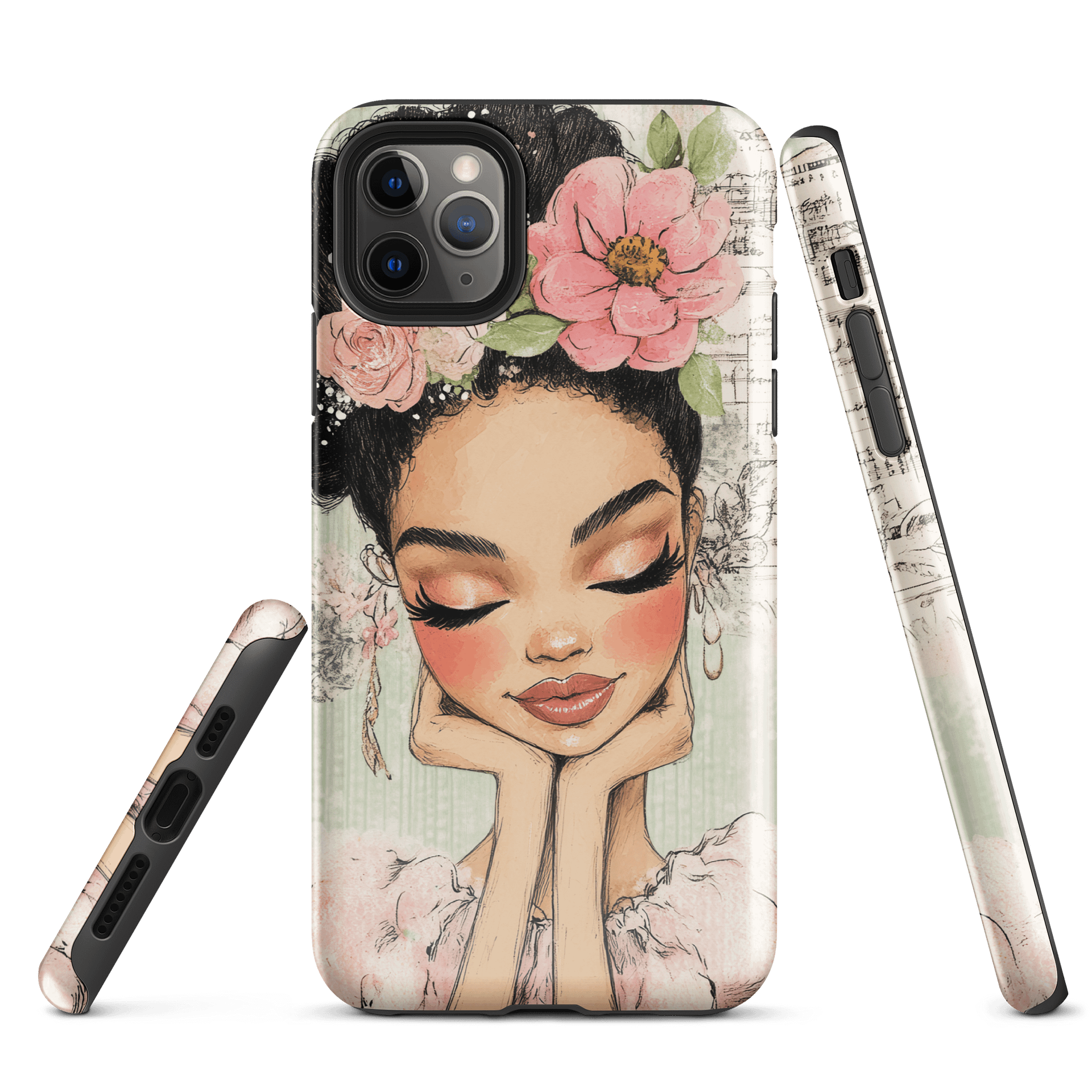 Pretty Black Girl iPhone® Tough Case – Floral Crown Art | Dual-Layer Protection product image (1)