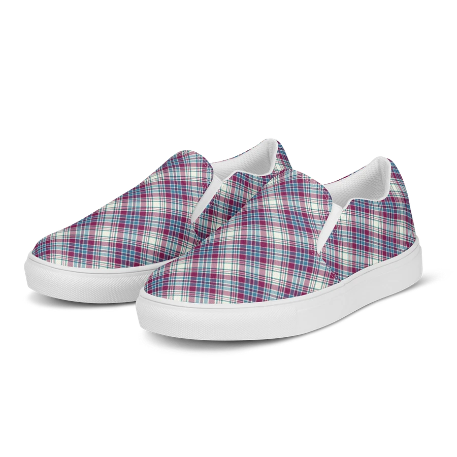 Turquoise and Magenta Plaid Women's Slip-On Shoes product image (3)