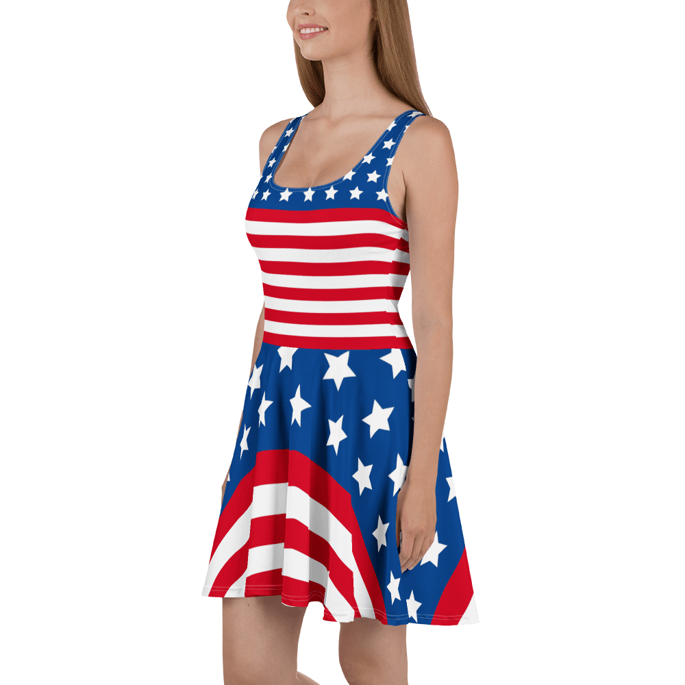 Patriotic American Flag Skater Dress - All-Over Print Design product image (1)