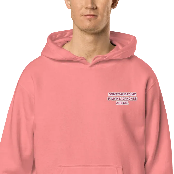 L.C. HEADPHONES ON (pink bubble design) embroidered pigment hoodie product image (2)