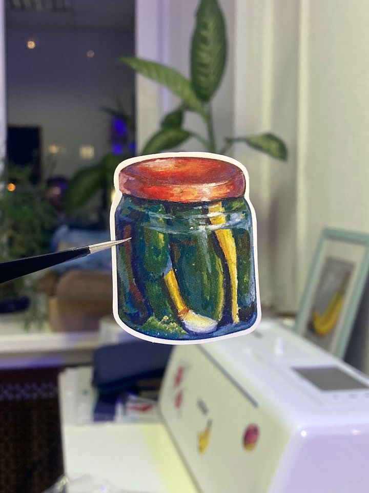 Cucumbers in a jar sticker product image (1)