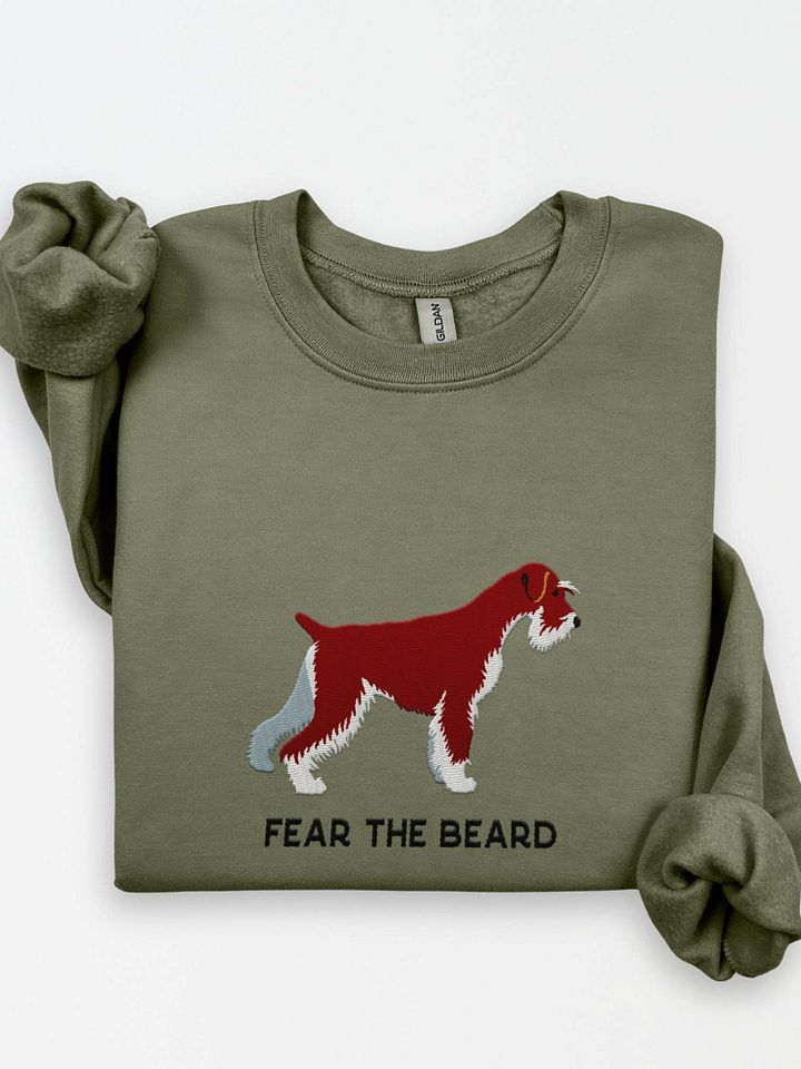 Fear the Beard Sweatshirt (Embroidered) of a Standard Schnauzer(Brown) product image (1)