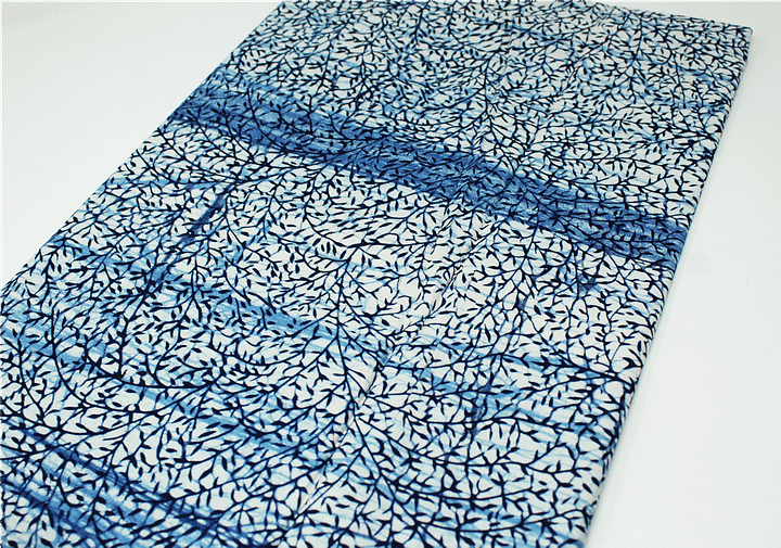 Tessuto Wax Indigo Yoruba - Design Foglioline - cod.602/B product image (2)