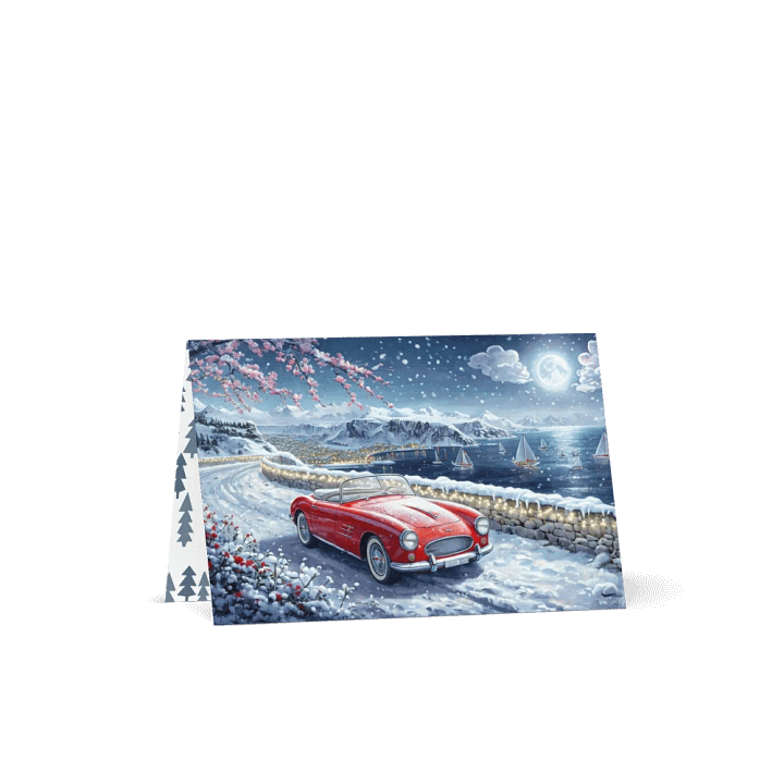 Vintage Car Snowy Christmas Wonderland Graphic Design Card product image (1)