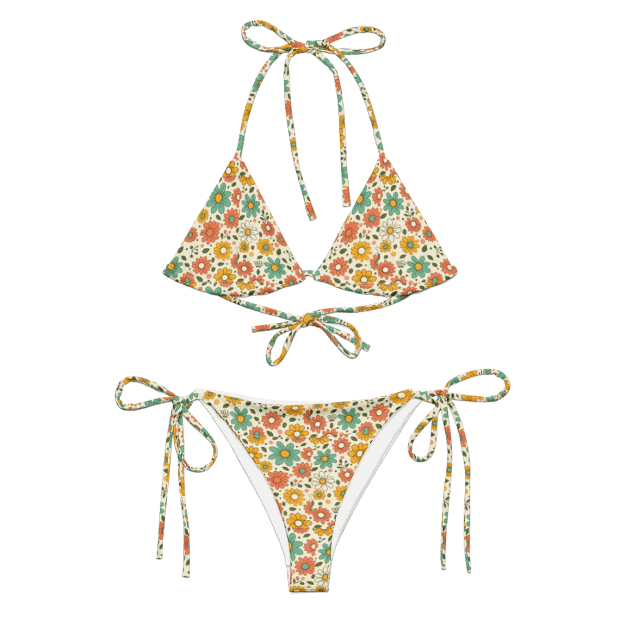 Retro Bloom String Bikini Set – Vintage Florals, Endless Summer product image (2)