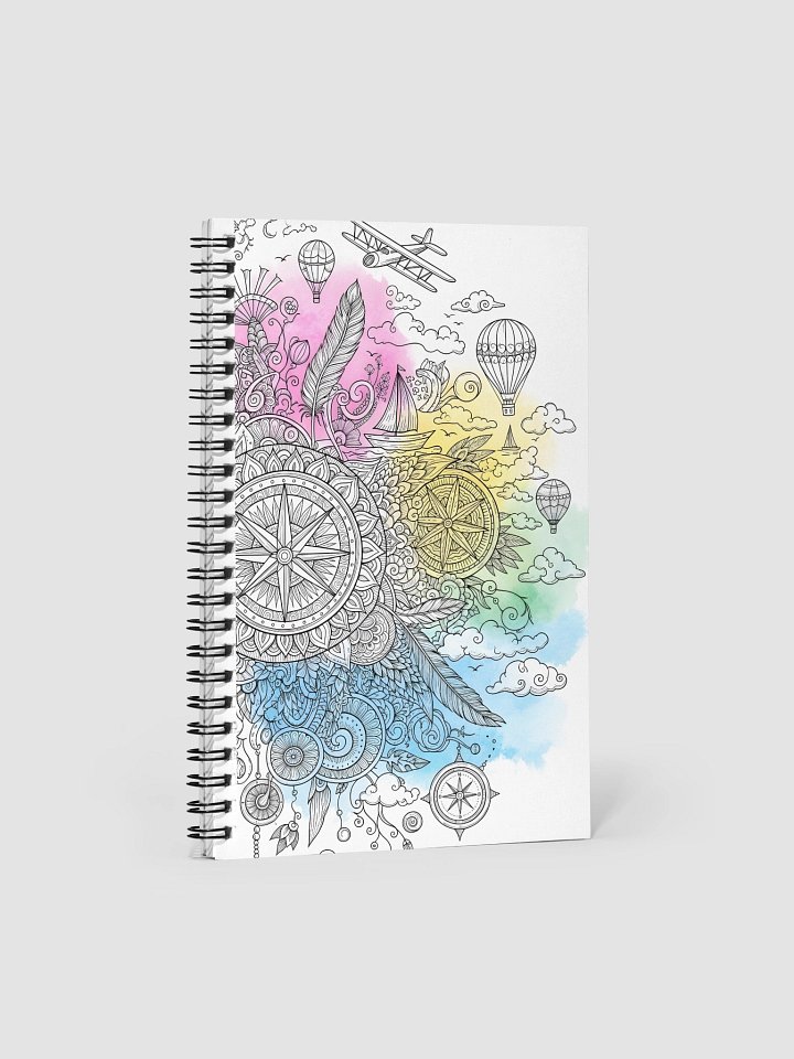Boho Watercolor Compass and Travel Doodle Notebook product image (1)