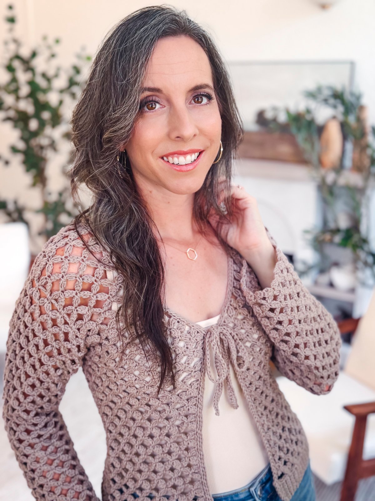 Circle Leaf V-Neck Crochet Cardigan Pattern product image (10)