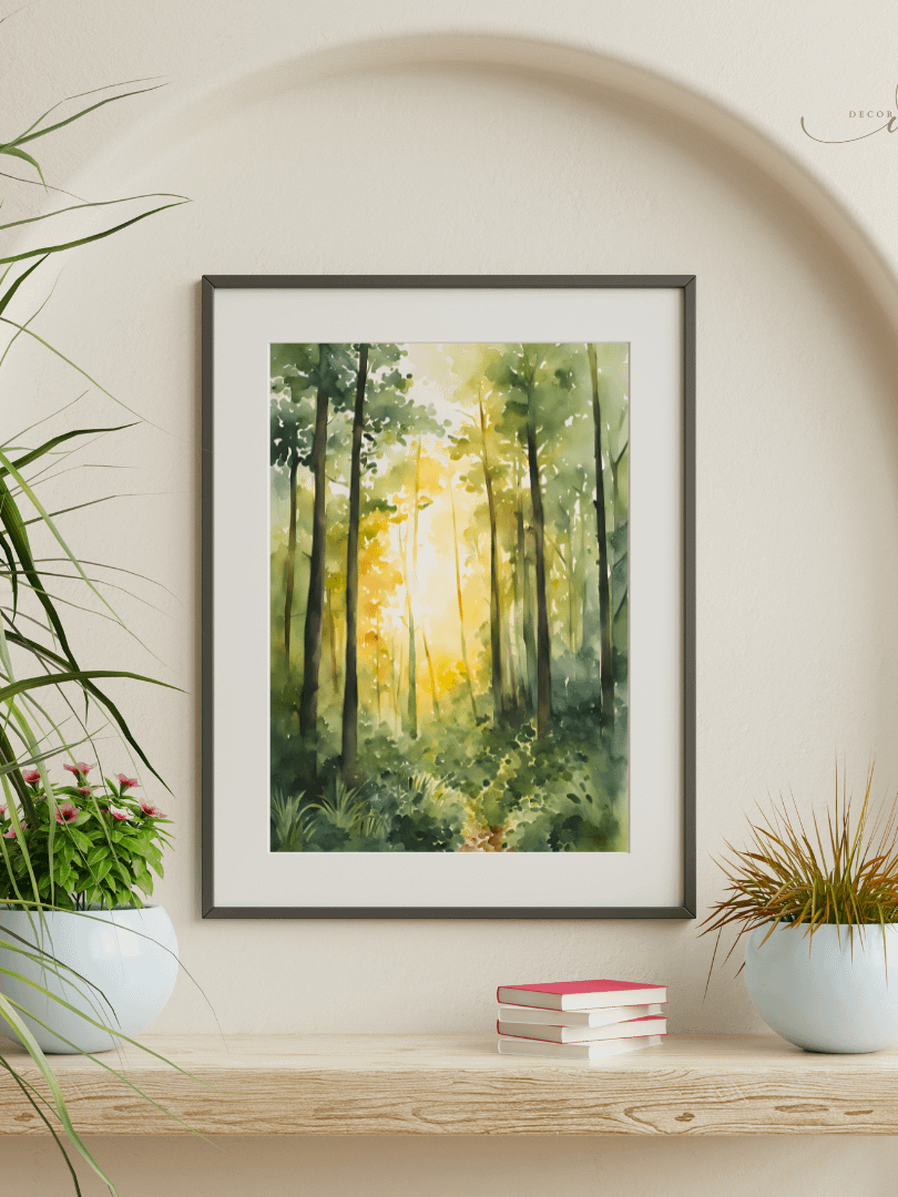 Watercolour Painting Printable Wall Art of FOREST SUN product image (3)