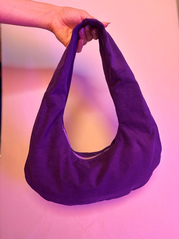 Small Slouchy Handbag (Purple Corduroy) product image (2)