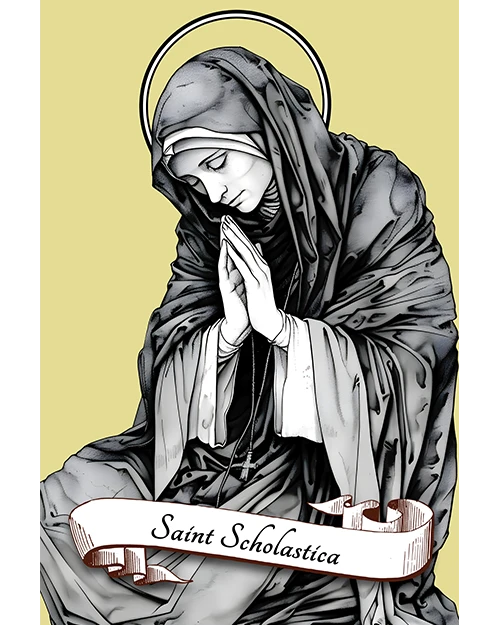 Saint Scholastica Patron Saint of Benedictine and Religious Sisters, Cloistered Nuns, Education, Convulsive Children, Book Lovers, Matte Poster product image (1)