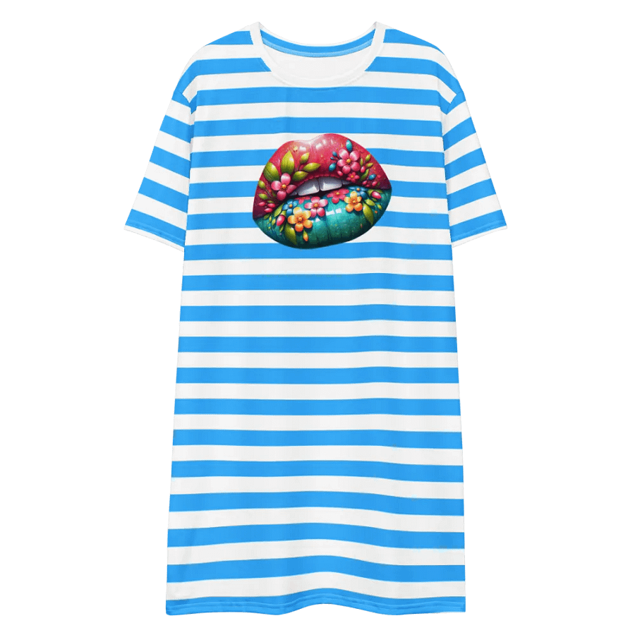 Blooming Lips Stripped Blue Tee Dress product image (5)