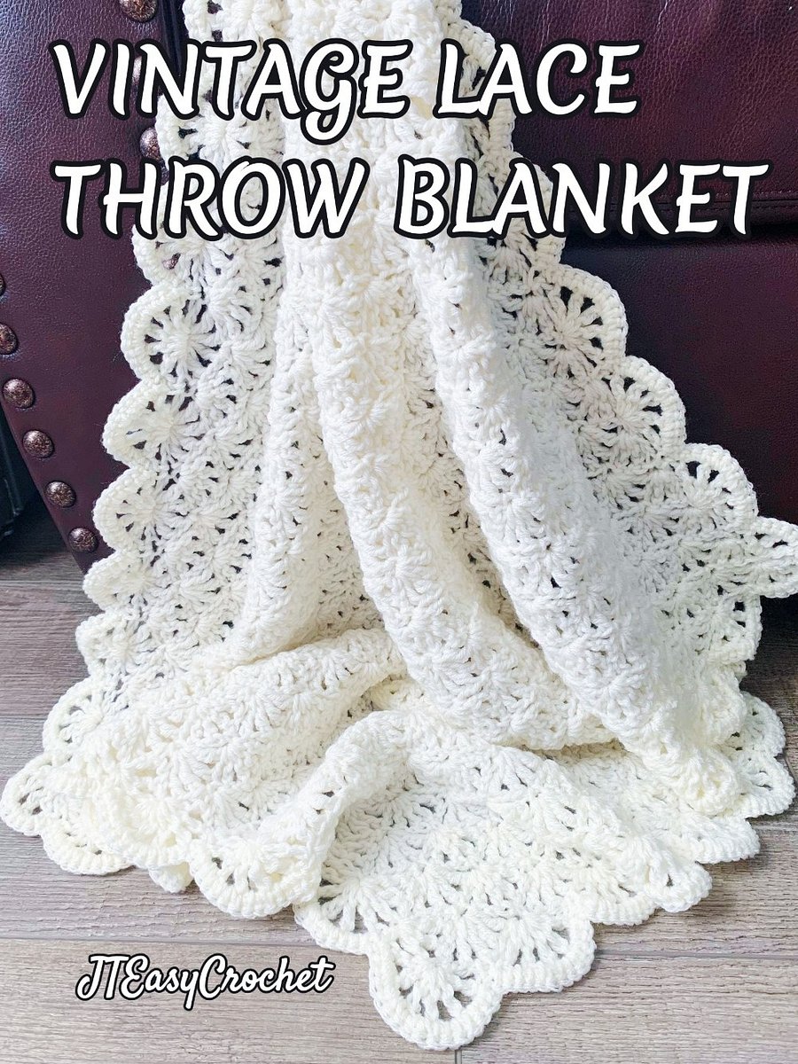 Retro Lace Throw Blanket Easy Crochet Pattern PDF Instant Download, Newborn Coming Home Carseat Stroller Cover Lap Afghan product image (3)