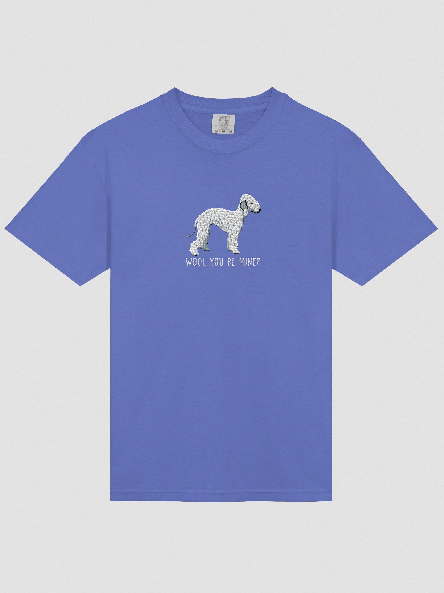 Wool You Be Mine? T-Shirt(Embroidered) of a Bedlington Terrier(White) product image (6)