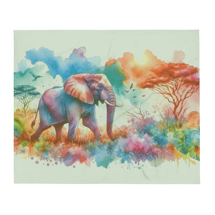 Elephant In The Wild Watercolor Throw Blanket product image (2)