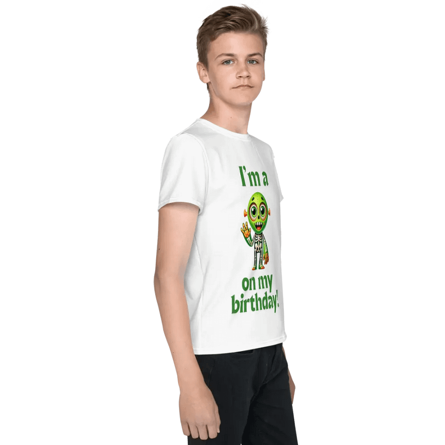 Cheerful Skeleton Birthday Party Youth T-Shirt product image (4)