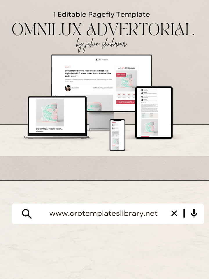 Omnilux Shopify Advertorial Template (1 Editable Pagefly Template) product image (1)
