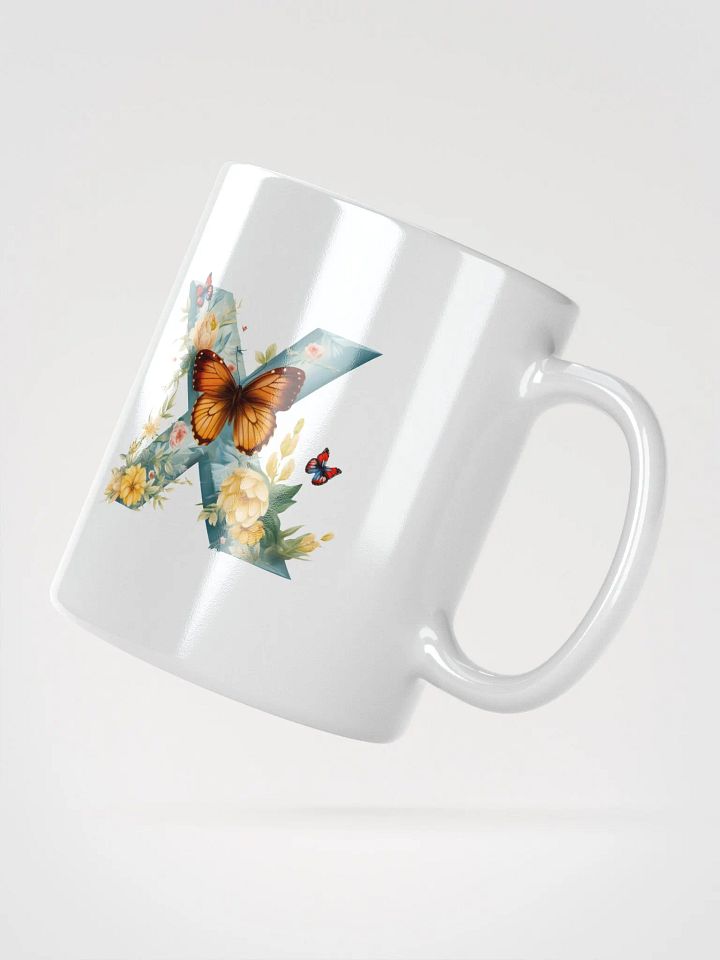 Letter X Monogram Floral Fantasy White Glossy Mug product image (6)